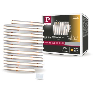 Paulmann MaxLED 500 LED Strip COB 2,5m, warmweiß, mit Verpackung und kleinem Verbindungsstück.