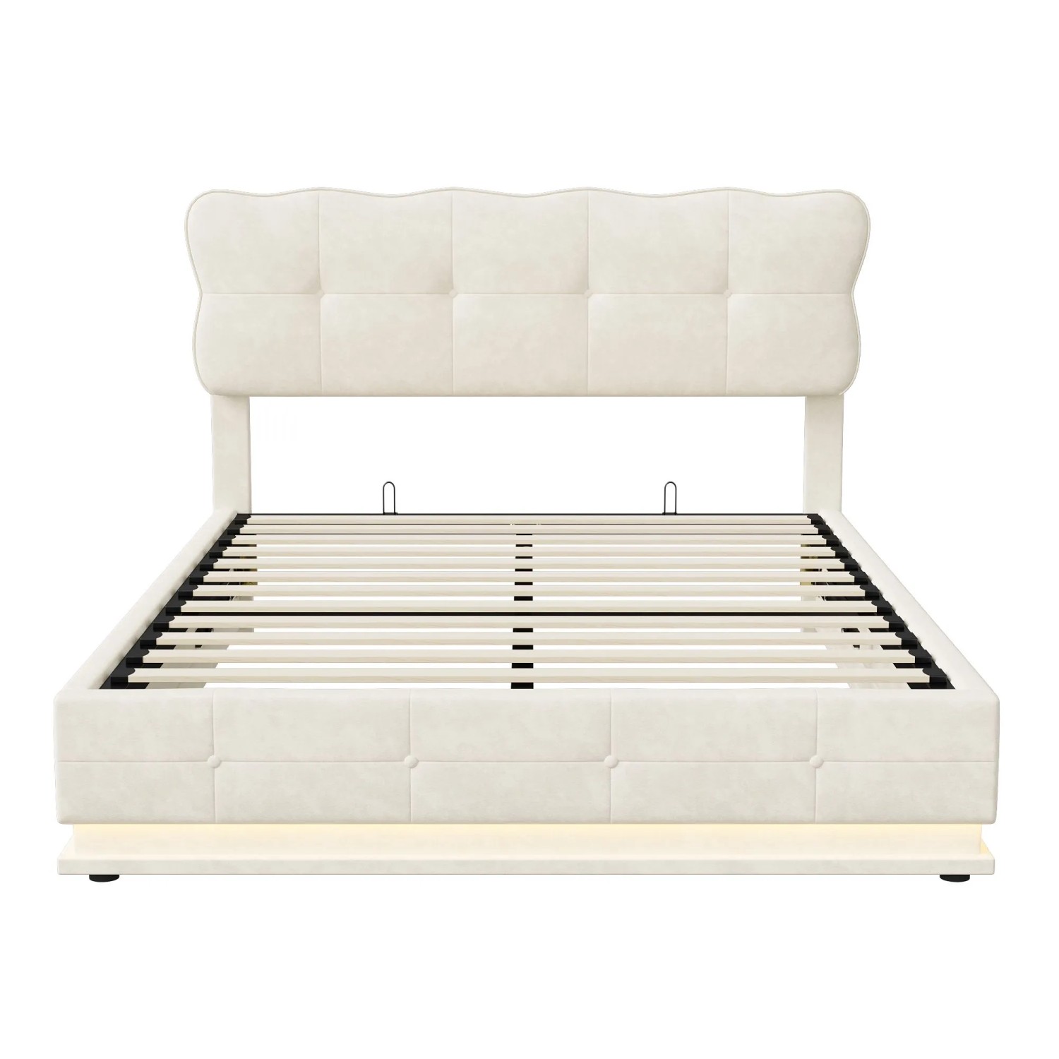 PXloue Bett 140x200cm Polsterbett mit LED-Beleuchtung und Stauraum