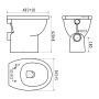 Technische Zeichnung: baliv Stand WC Glasgow, Tiefspüler, spülrandlos, Abmessungen und Details.