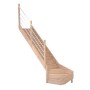 Treppe Mykonos Pro Eiche, 1/4 gewendelt links, mit Holz-Edelstahl-Geländer Weiß.
