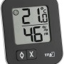 Digitales Thermo-Hygrometer Moxx von TFA, schwarz, mit Anzeige von Temperatur, Luftfeuchtigkeit und Komfortzone.