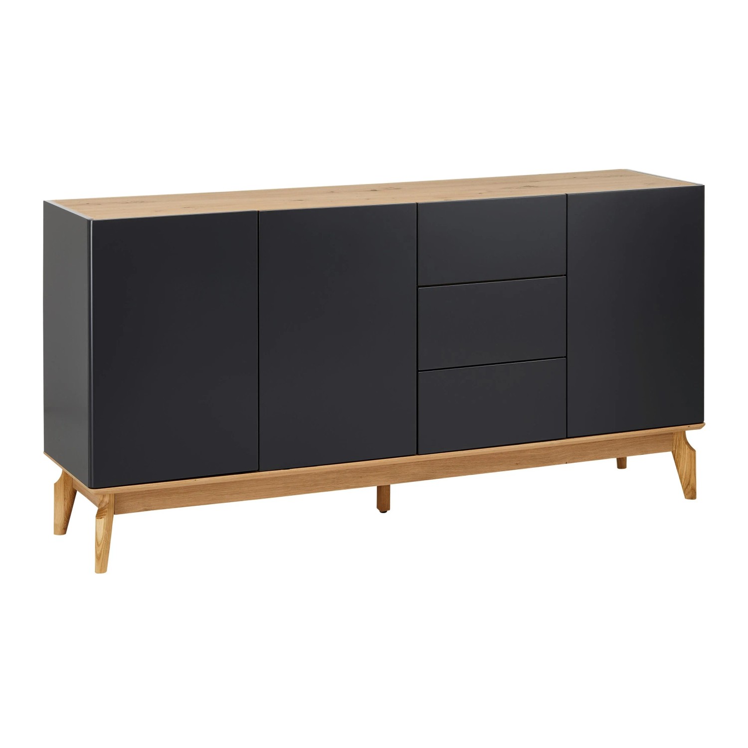 Bessagi Home Sideboard Fosco Grau/Eichefarben MDF/Echtholz