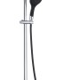 Eisl Überkopfbrause-Set Grande Vita mit Thermostatablage in Chrom-Schwarz. Duschsäule mit Kopf- und Handbrause.