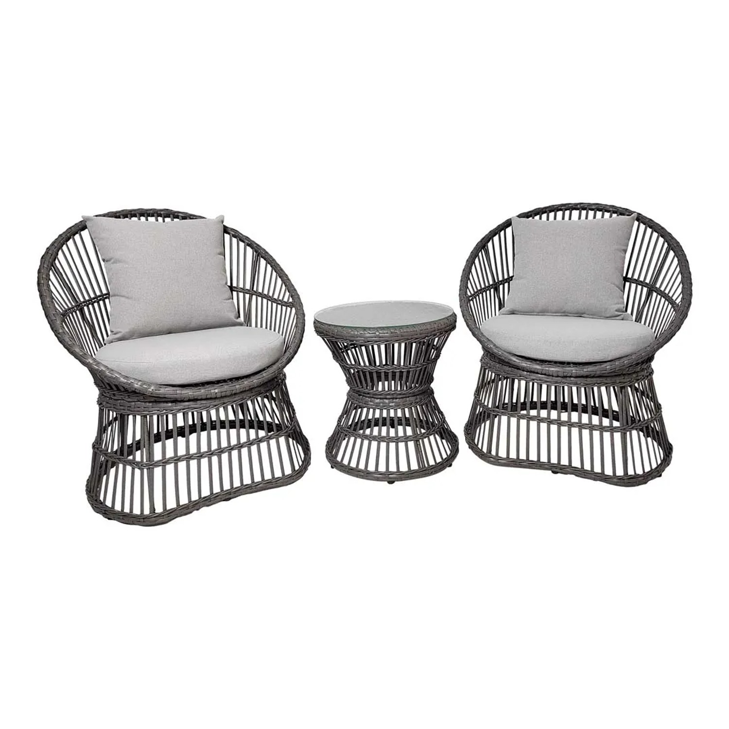 ebuy24 Natal Lounge-Set mit Sitzkissen Garten Rattan Grau