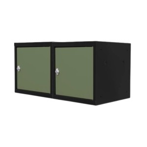 PROREGAL Mega Deal 2x Schließfachwürfel Blocky Mit Drehriegelschloss Für Vorhängeschloss  40x40x40cm Anthrazit/Resedagrün