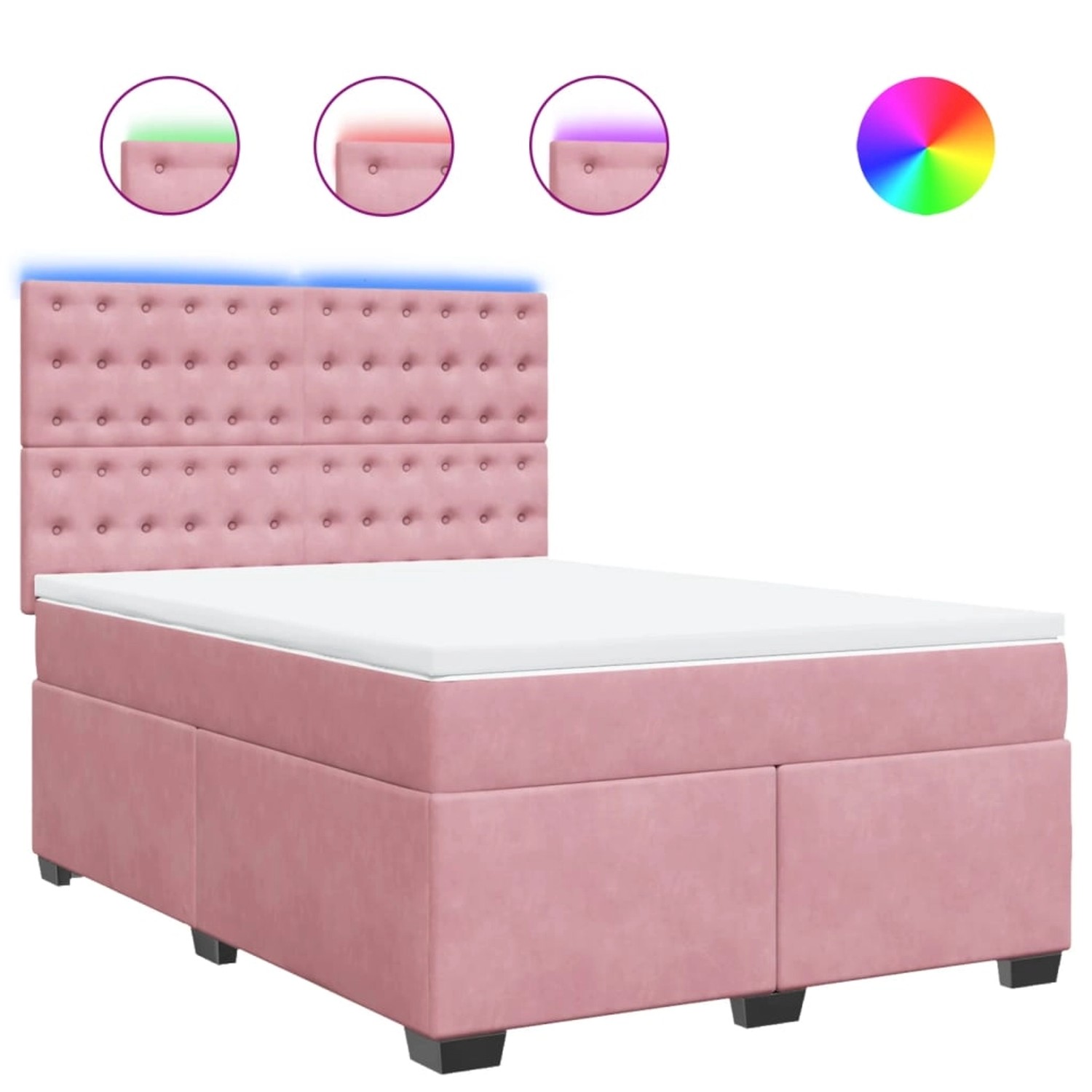 vidaXL Boxspringbett mit Matratze Rosa 140x200 cm Samt 3293247 günstig online kaufen