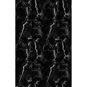 Euroshowers Duschvorhang mit Marmor-Muster, schwarz-weiß, inklusive Ringe und Ösen.