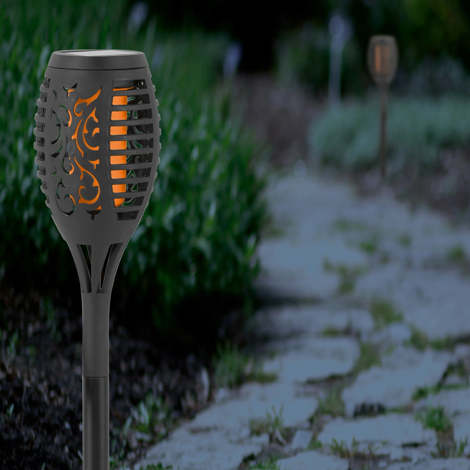 LED Solarfackel Flammeneffekt Schwarz 2er Set kaufen bei OBI