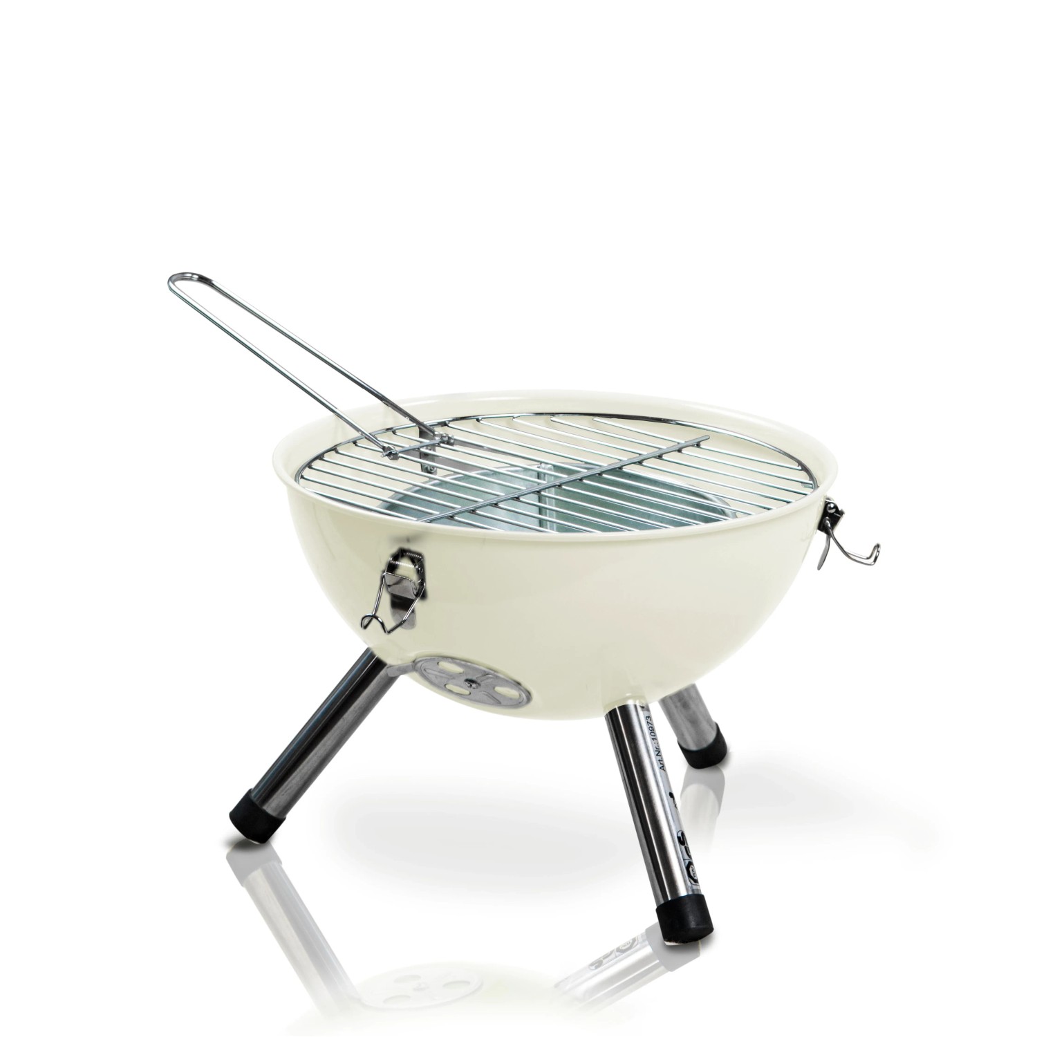Activa Kugelgrill Mallorca, Ø 30 cm, creme, mit verchromtem Grillrost und Edelstahlbeinen.