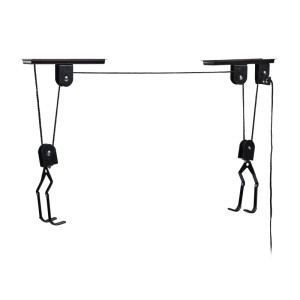 Relaxdays Fahrradlift Eisen Kunststoff Schwarz Mit Seilzug 7,5 cm x 25 cm x 9 cm