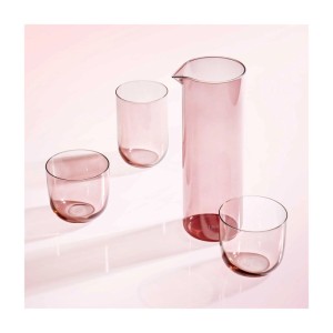 Villeroy & Boch Like Glass Wasserkaraffe & 3 Gläser in Grape-Rosé. Modernes Borosilikatglas Geschirr.