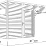 Graues Bertilo Gartenhaus Pentus 2 Lounge mit Anbau, Maße 234x447 cm, aus Holz.