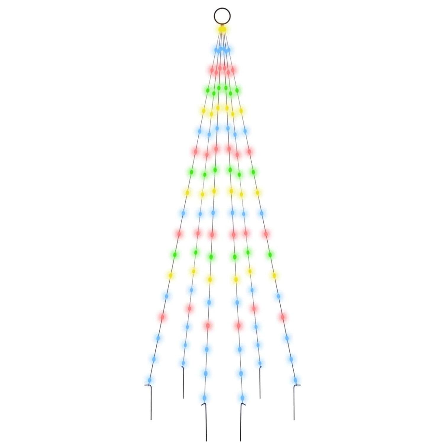 vidaXL LED-Weihnachtsbaum für Fahnenmast Mehrfarbig 108 LEDs 180 cm 343521