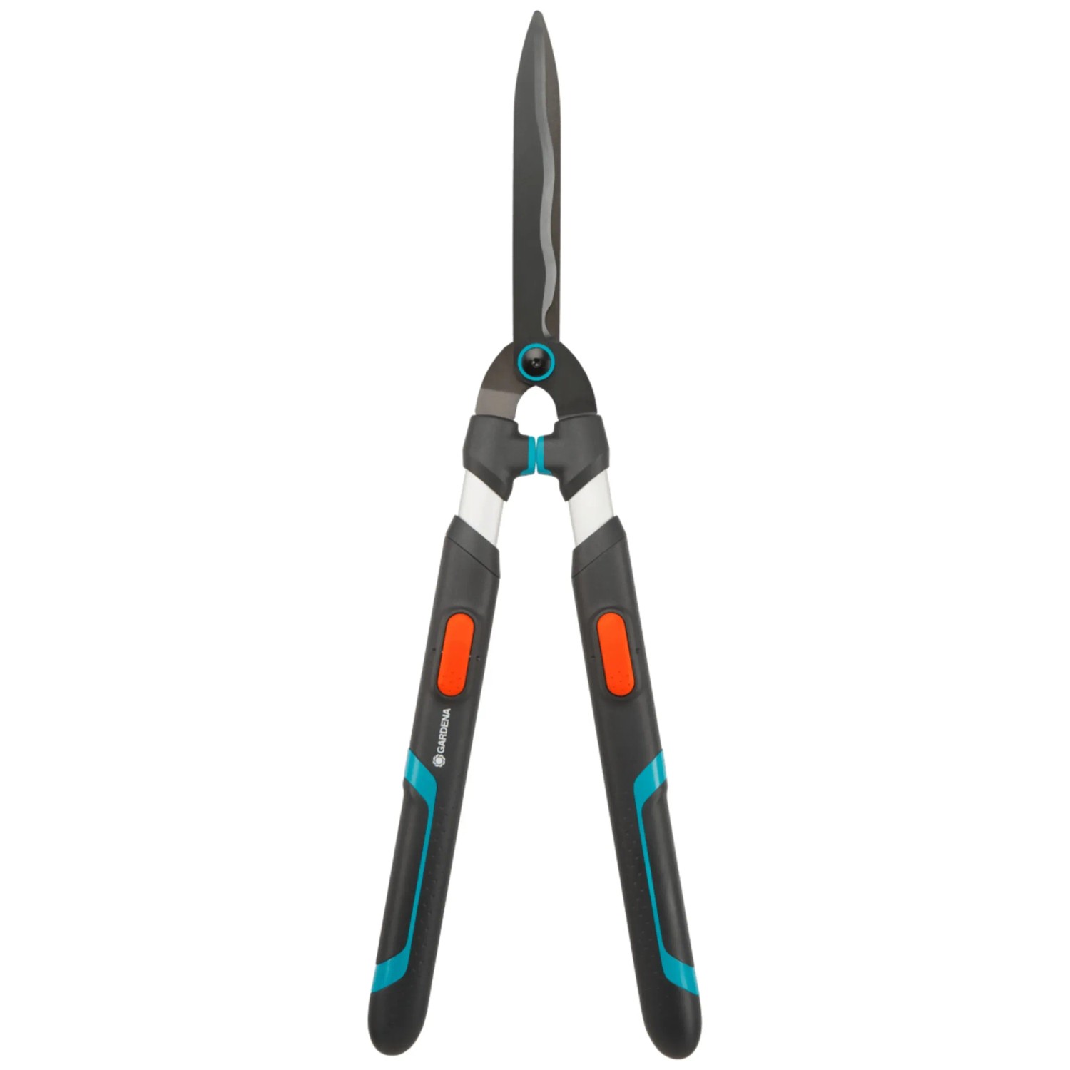 Gardena TeleCut Teleskop-Heckenschere mit Stahlklingen und ergonomischen Griffen.