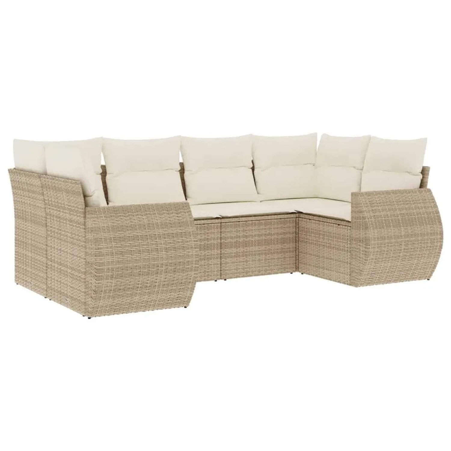 vidaXL 6-Tlg Garten-Sofagarnitur mit Kissen Beige Poly Rattan 3221777