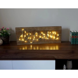 MCW LED-Holzschild Landhaus 28x72x3cm Dream