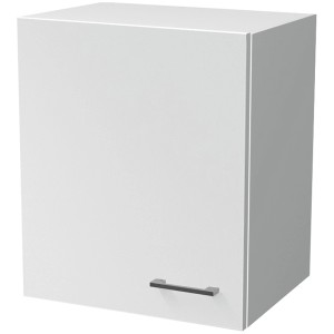Flex-Well Oberschrank Lucca, 50 cm, weiß, mit Bügelgriff in Aluminiumfarben.