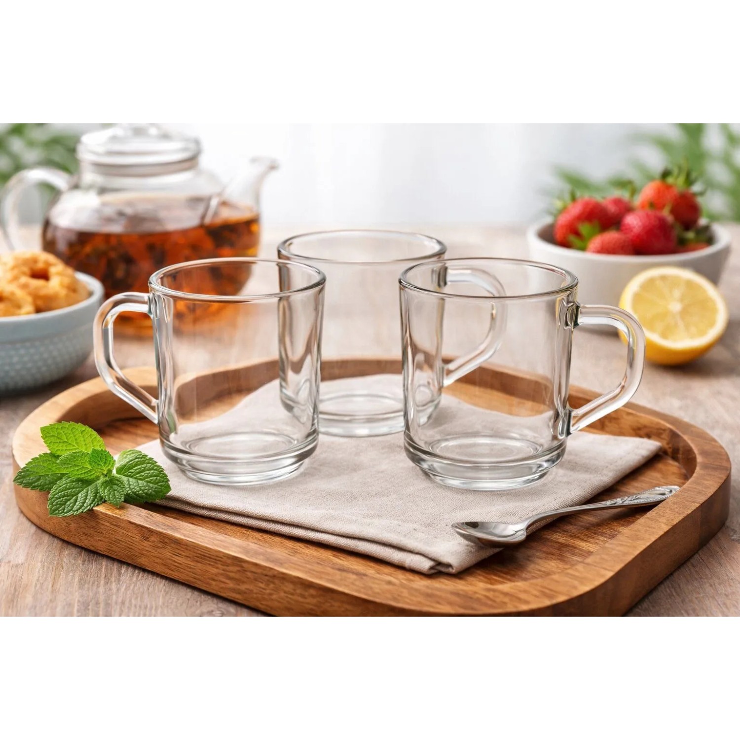 BigDean 6 Teegläser Set Teegläser Mit Henkel 230 ml Latte Macchiato Gläser_4