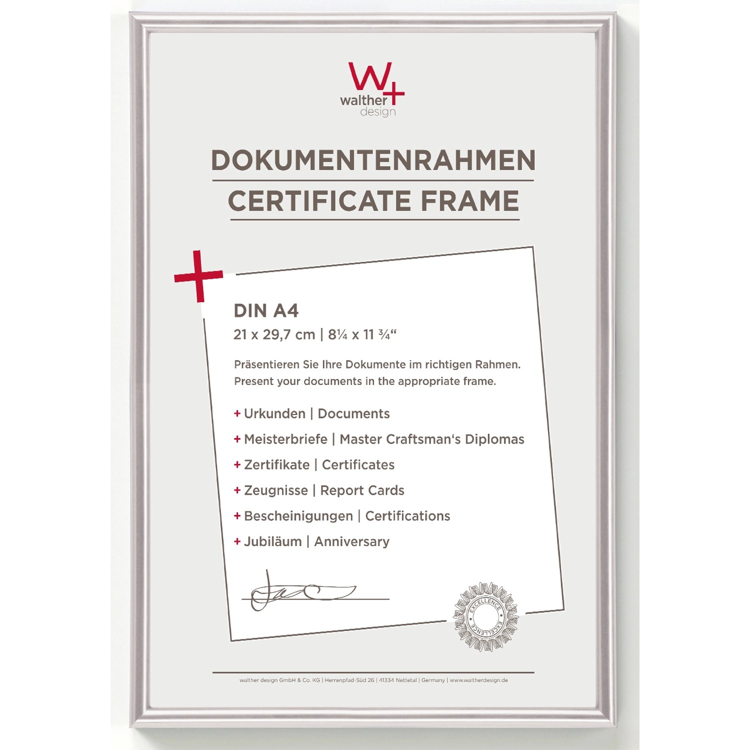 walther design Galeria Kunststoff Bilderrahmen  21x29,7 cm Silber günstig online kaufen