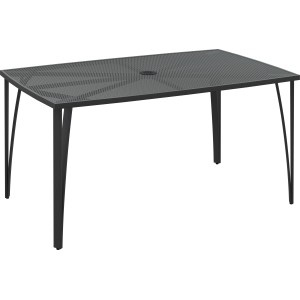 Rechteckiger, anthrazitfarbener VLC Sacramento Gartentisch 150x90 cm mit Schirmloch.