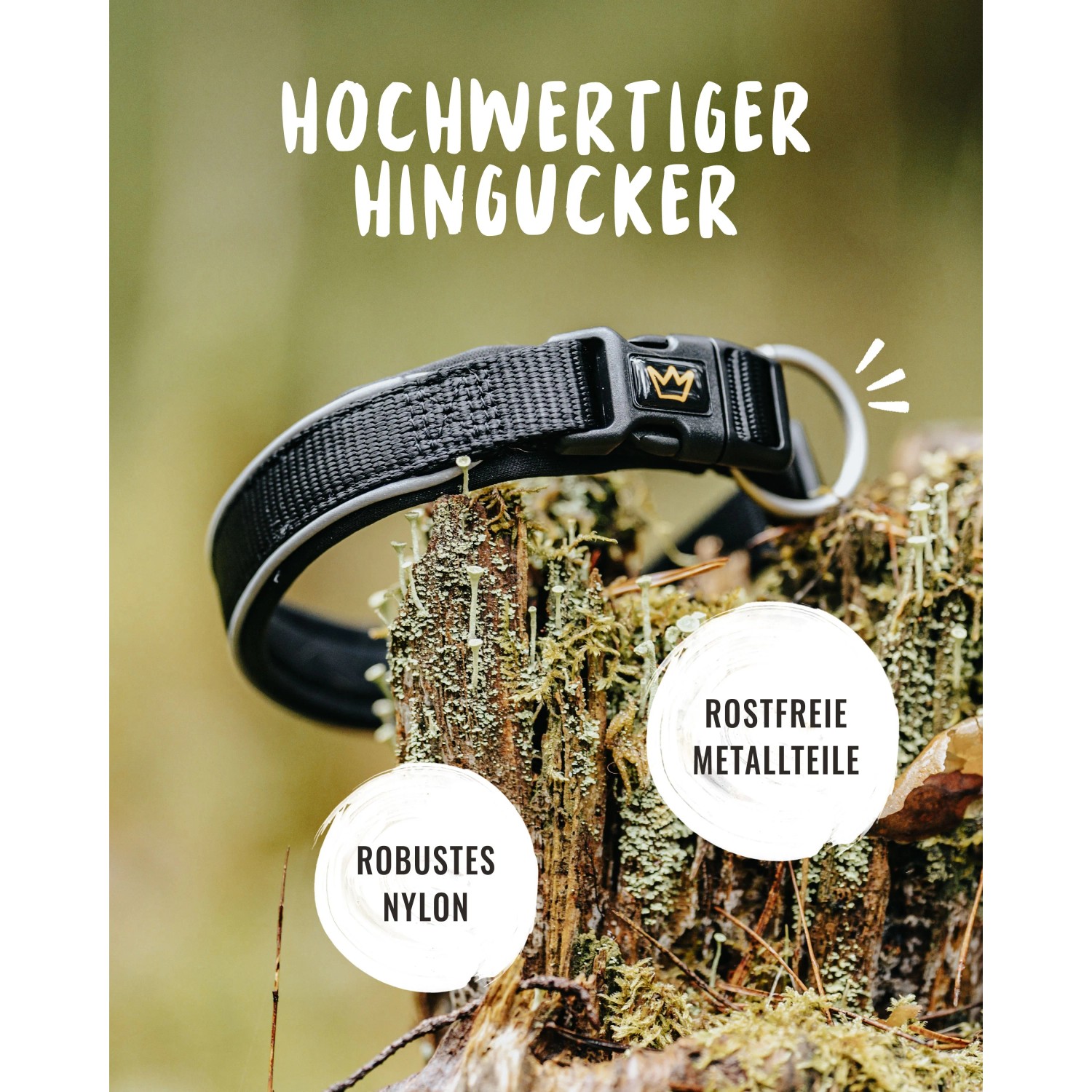 Verstellbares Rudelkönig Hundehalsband Paola aus Nylon und Neopren, Größe 2.