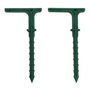 Zwei grüne Bodenanker für Garantia Pflanzglocke Sunny Frühbeete.