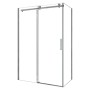 AICA Eckdusche mit Schiebetür, 100x80x195cm, 6mm ESG-Glas, Chromrahmen. Duschkabine für barrierefreies Bad.