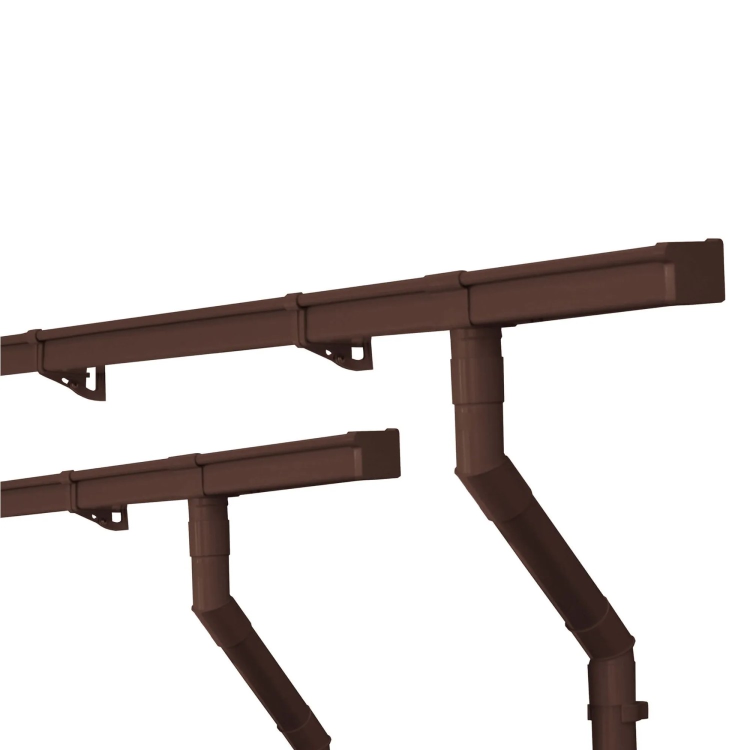INEFA 2x Dachrinne Kunststoff Set NW68 - Kastenrinne 4m Dunkelbraun