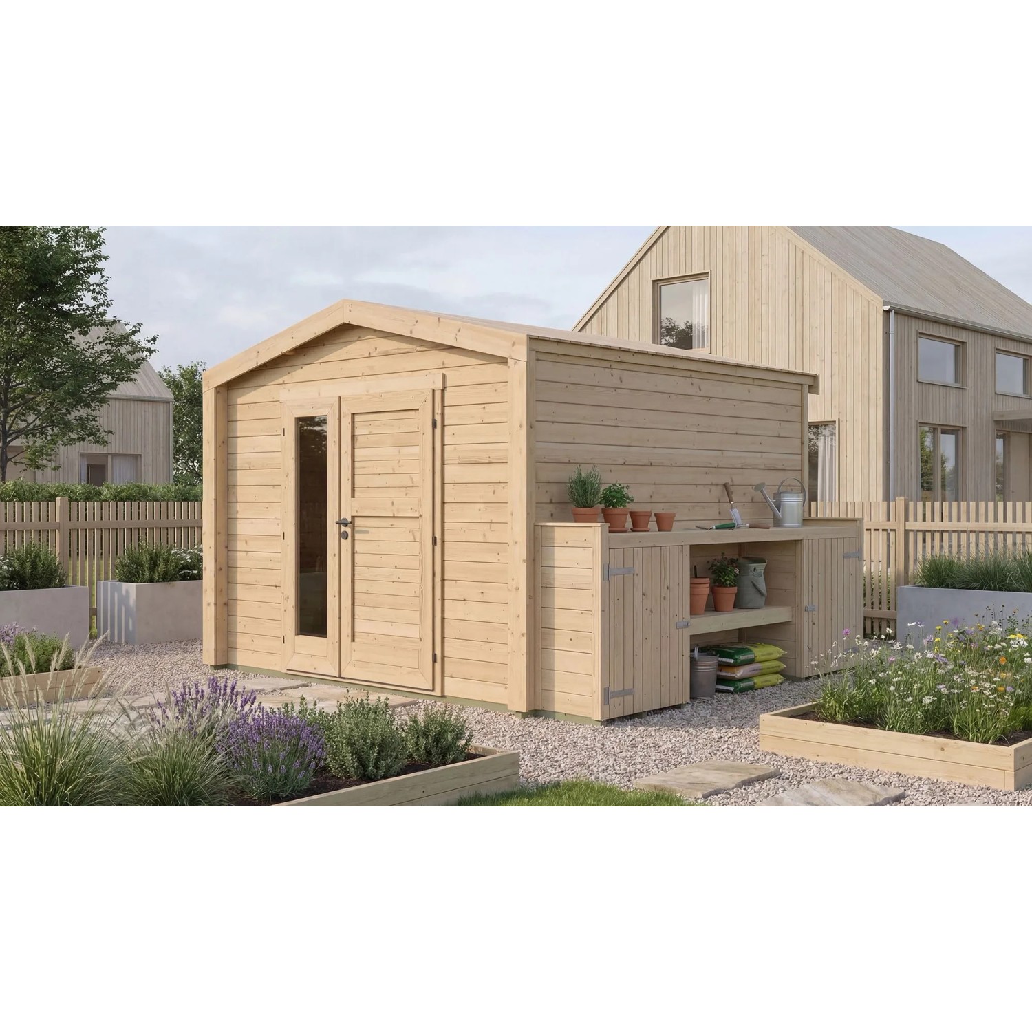 Weka Holz-Gartenhaus Killarney Satteldach Natur Unbehandelt 357 cm x 313 cm