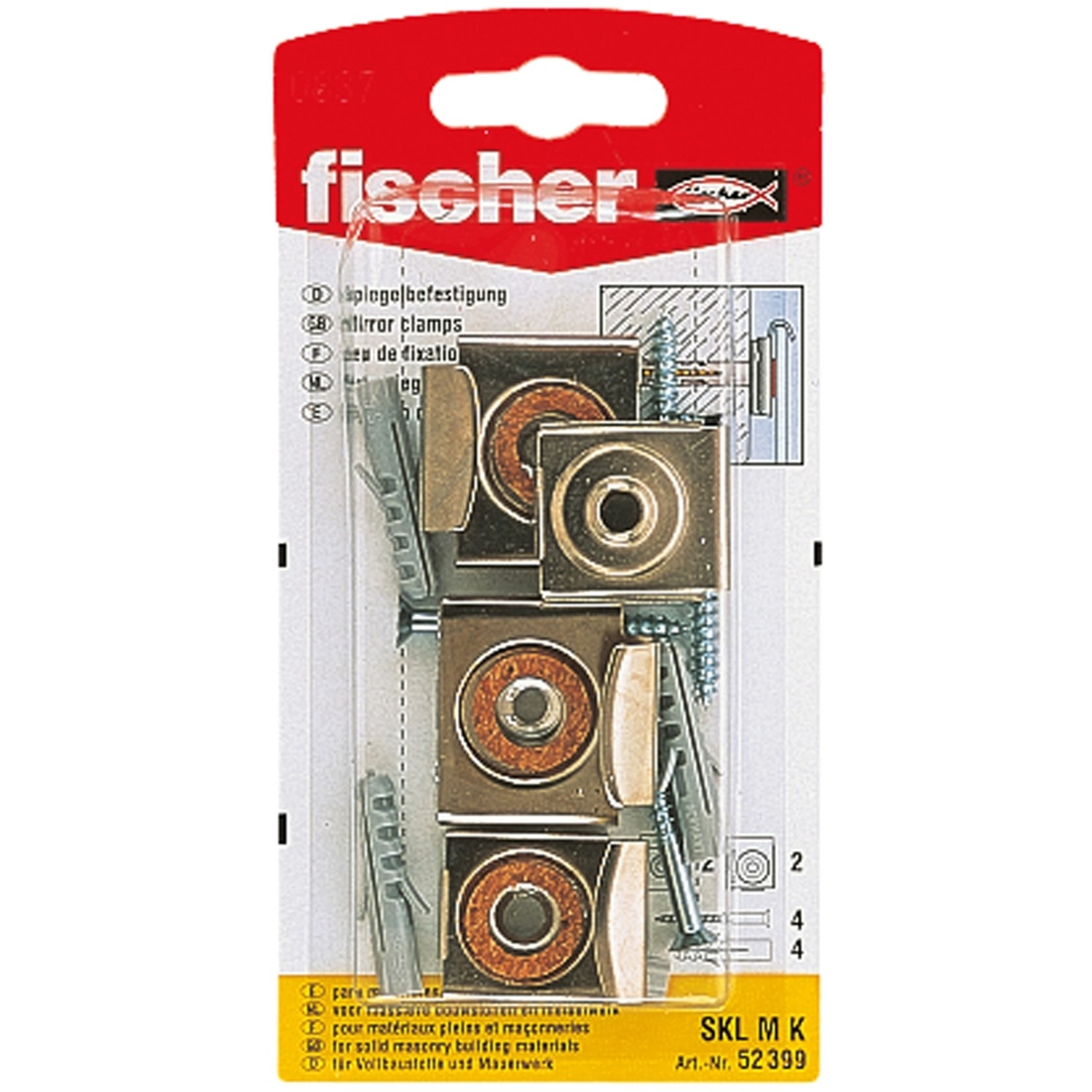 Fischer Spiegelbefestigung SKL M K (4 ST) für sicheren Halt rahmenloser Spiegel.