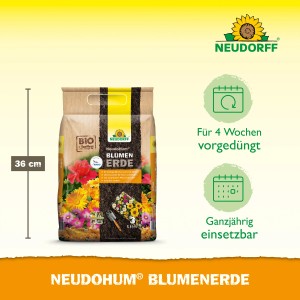 Sack Neudorff NeudoHum BlumenErde, 3 Liter, torffreie Universalerde für gesundes Pflanzenwachstum.