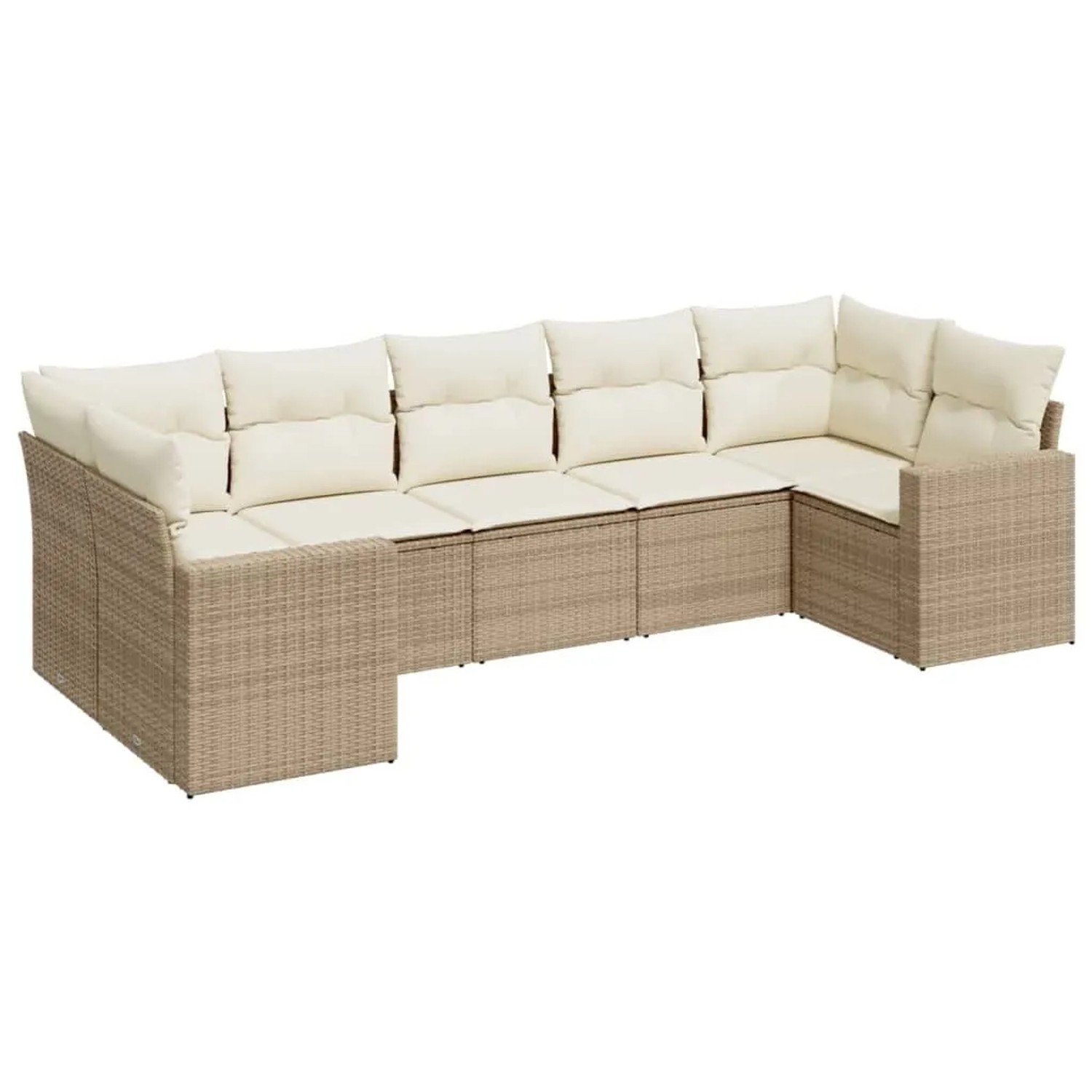 vidaXL 7-Tlg Garten-Sofagarnitur mit Kissen Beige Poly Rattan 3251725