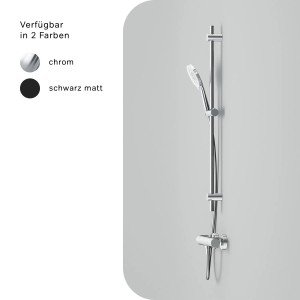 AM.PM Duscharmatur-Set X-Joy Chrom: Thermostat, Handbrause und Duschstange.