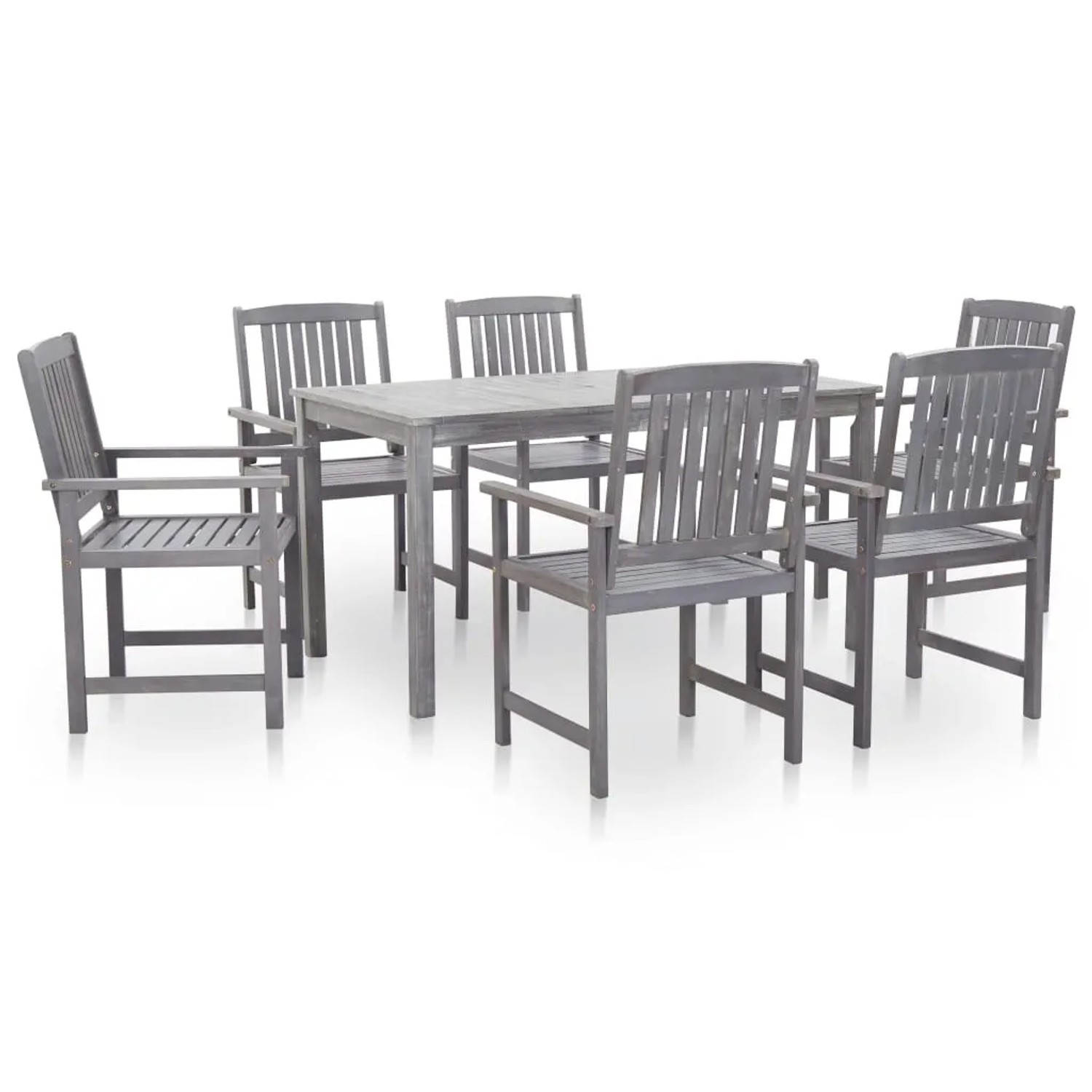 vidaXL 7-Tlg Garten-Essgruppe Grau Massivholz Akazie 45941