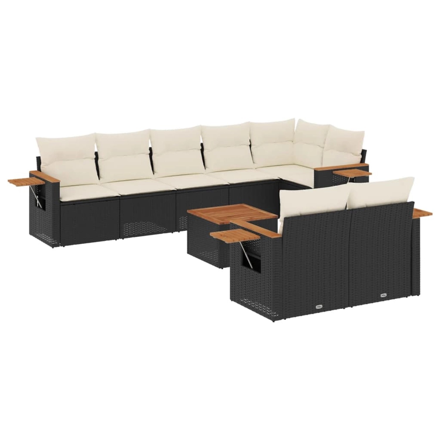 vidaXL 9-Tlg Garten-Sofagarnitur mit Kissen Schwarz Poly Rattan 3226994 günstig online kaufen