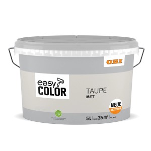 Eimer OBI Easy Color Wandfarbe 5 l, Farbton Taupe, matte Oberfläche.