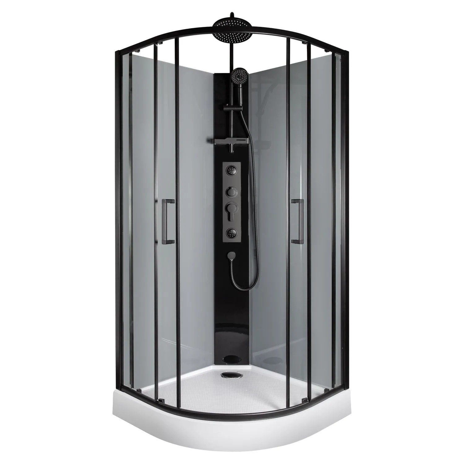 Kerra Hydromassagekabine Wega 90 Schwarz mit Regendusche 90 x 90 x 226 cm