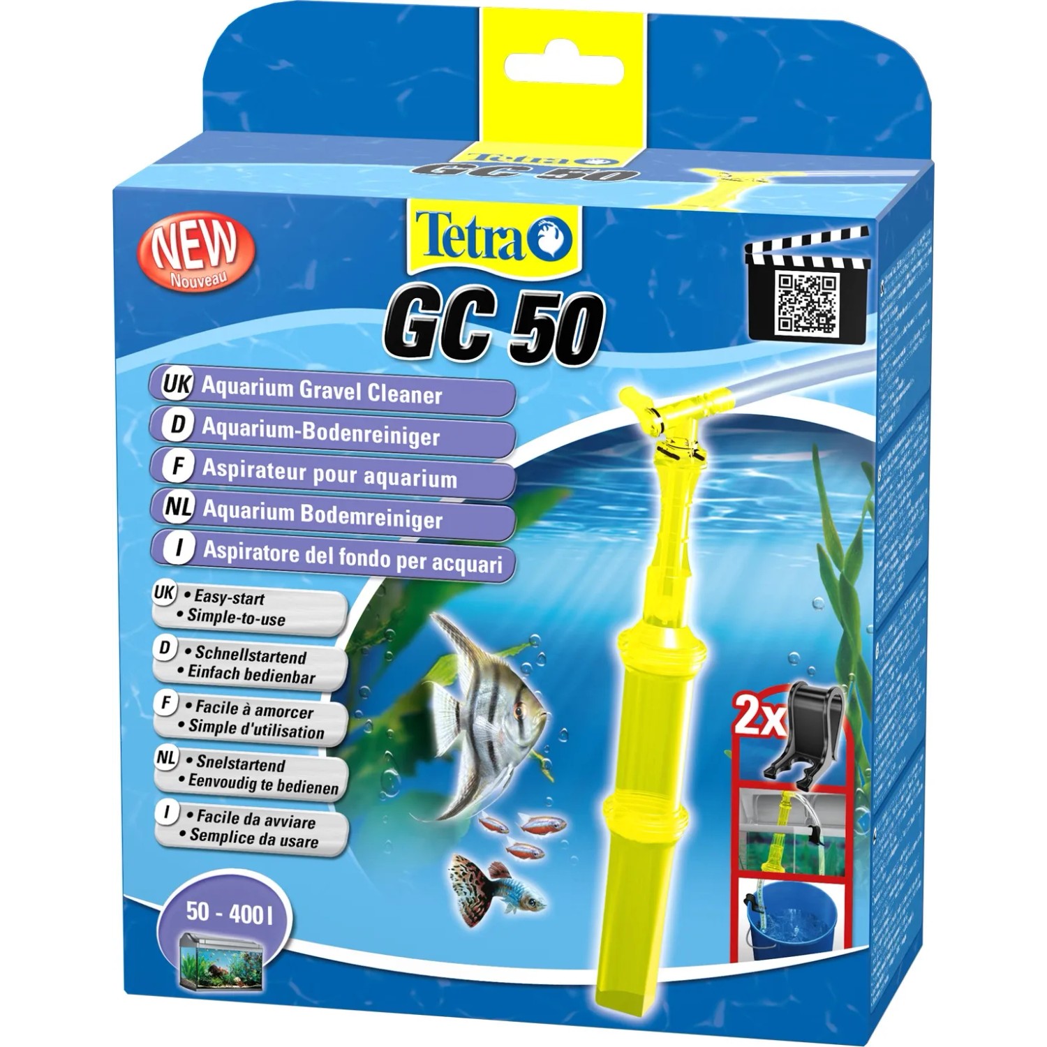 Tetratec GC 50 Aquarium-Bodenreiniger für Aquarien von 50-400l, mit Zubehör im Karton.