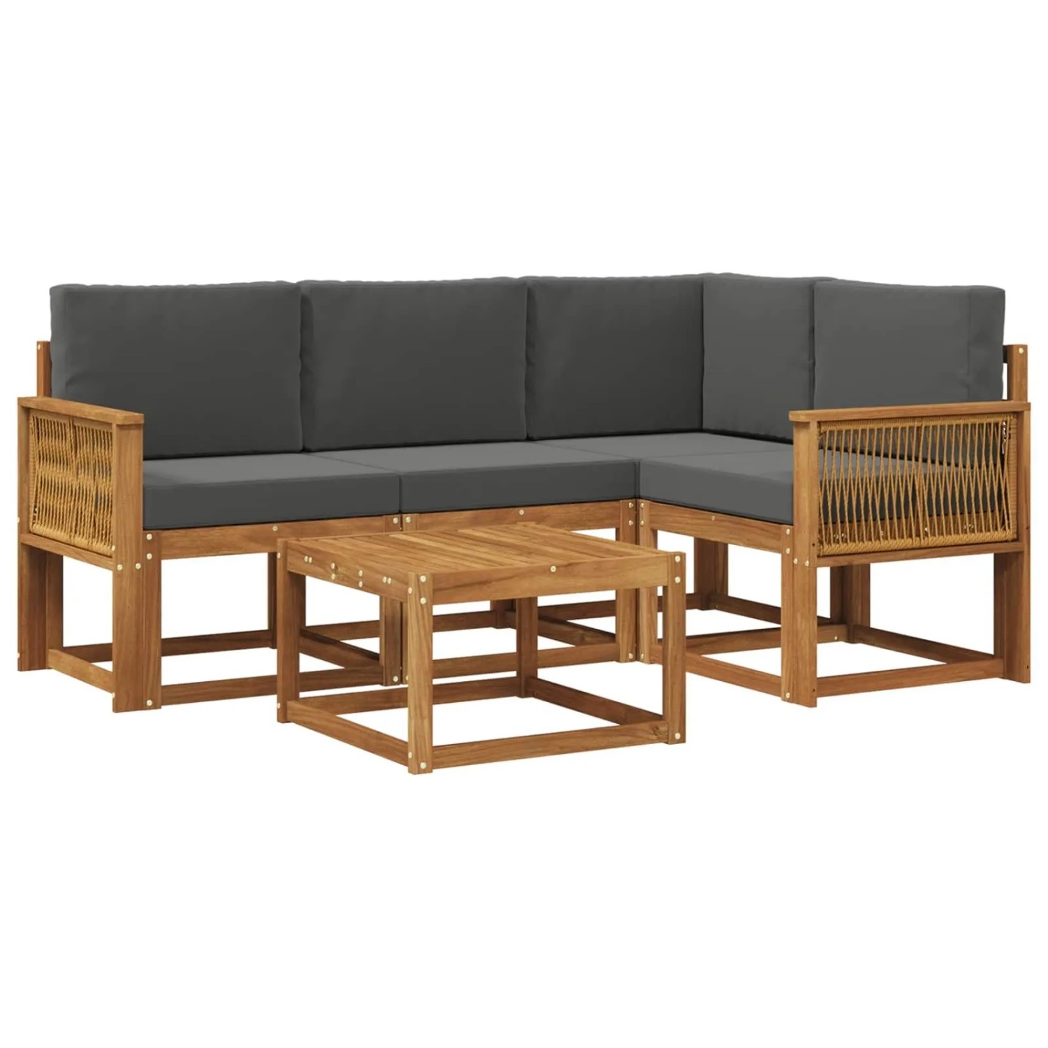 vidaXL Outdoor-Sofagarnitur 5 Stk Natur und Anthrazit Polyester 3385198