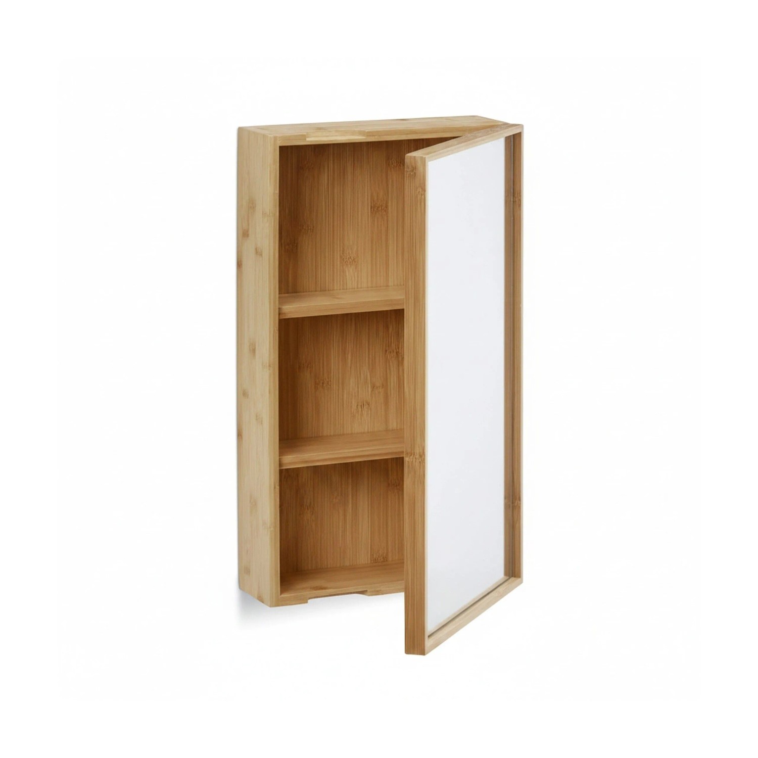 Relaxdays Bad Spiegelschrank Bambus Mit Tür 60,5 cm x 35 cm x 14 cm
