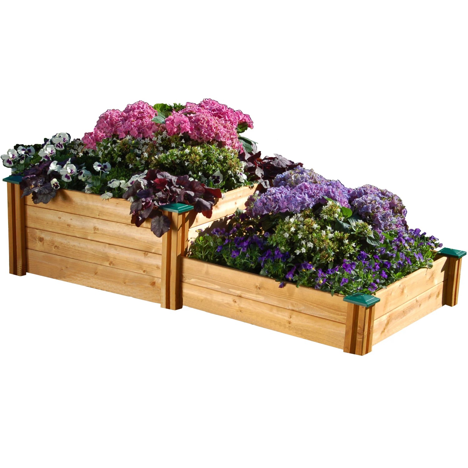 Gaspo Kinderhochbeet aus Holz, 86x80x40 cm, bepflanzt mit Blumen.