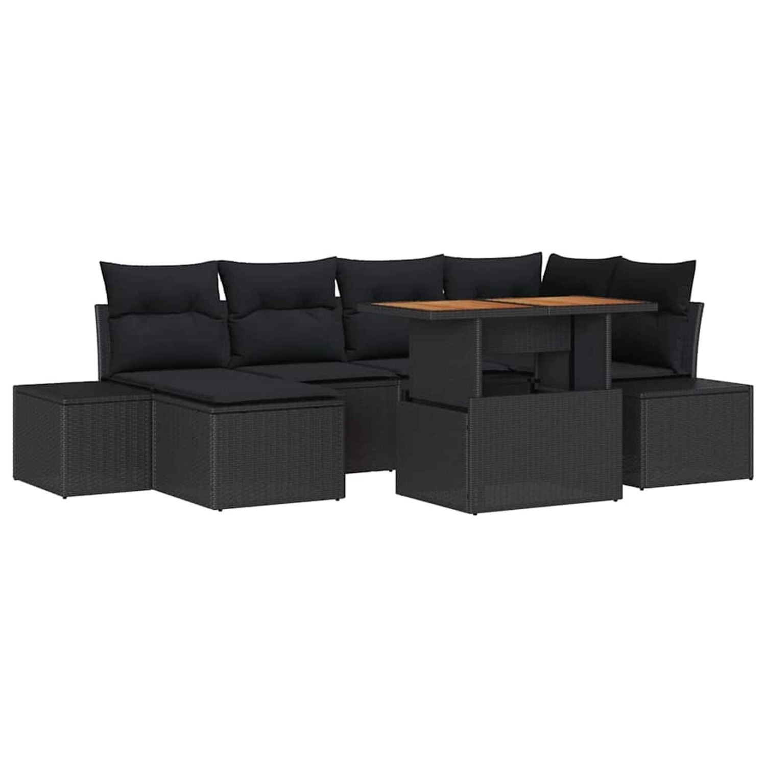 vidaXL Garten-Sofa-Set mit Speicher 7-Tlg Schwarz Poly Rattan 3358725 günstig online kaufen