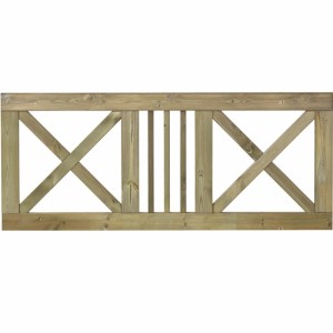 Vorgartenzaun Schloss aus druckimprägniertem Nadelholz, 180x75 cm, mit Kreuz- und Latten-Design.