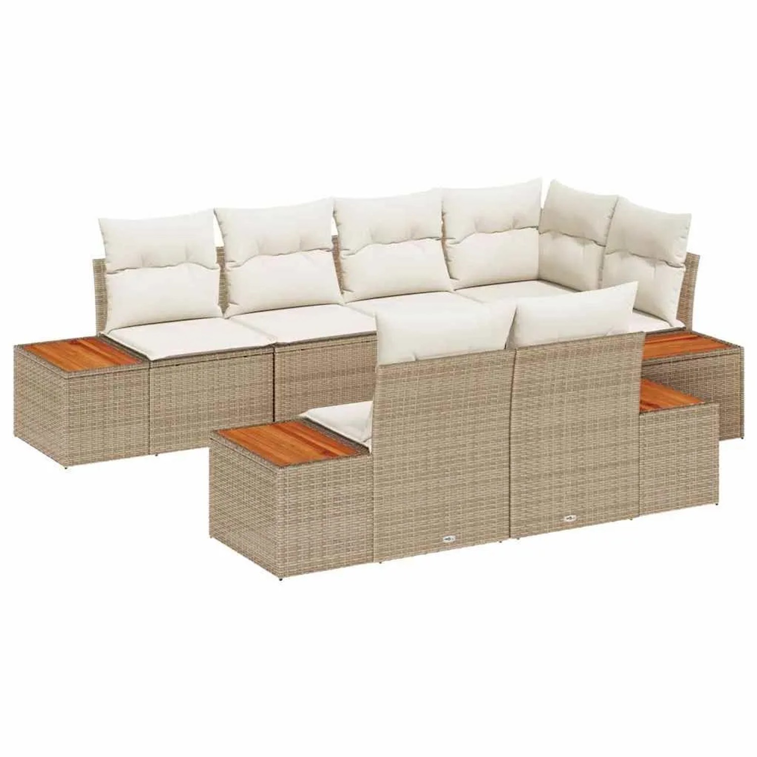 vidaXL Gartensofa-set mit Kissen 7-Tlg Beige und Creme Poly-Rattan 3356776 günstig online kaufen