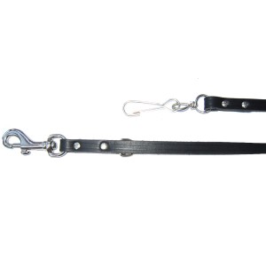 Schwarze Heim Hunde-Vorführleine aus Softleder, 240 cm lang und 20 mm breit.