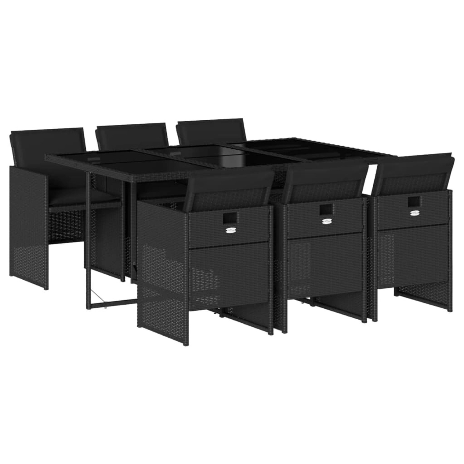 vidaXL 7-Tlg Garten-Essgruppe mit Kissen Schwarz Poly Rattan 3277674 günstig online kaufen
