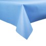 Hellblaue Sensalux Vlies-Tischdecke (1 m x 2,5 m) auf einem Tisch.