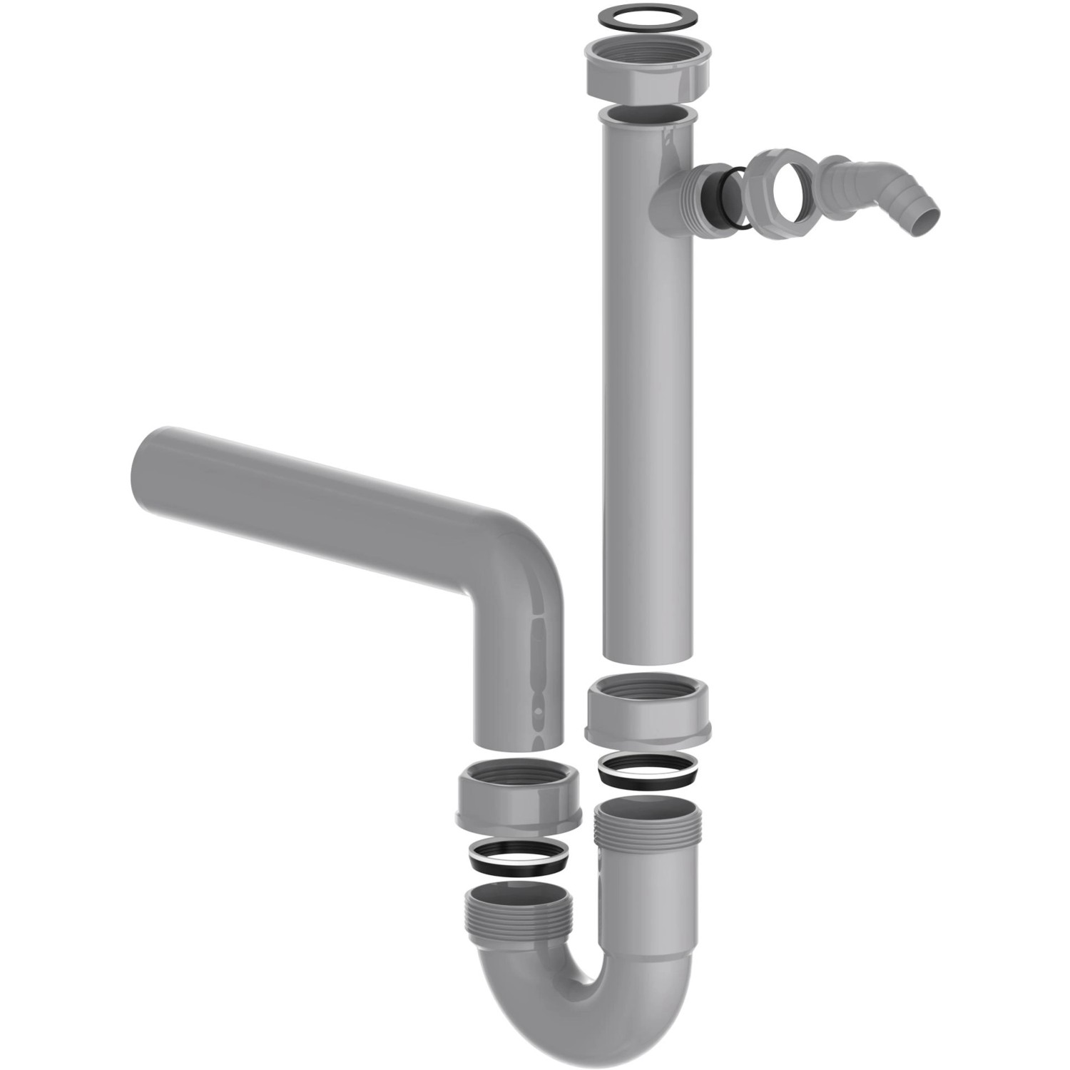 Kirchhoff Siphon für Küchenspüle Eco Save, 40 mm, aus recyceltem Kunststoff mit Geräteanschluss.