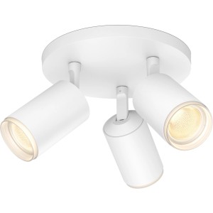 Weiße Philips Hue Fugato Spotleuchte mit 3 Strahlern, Bluetooth-fähig.