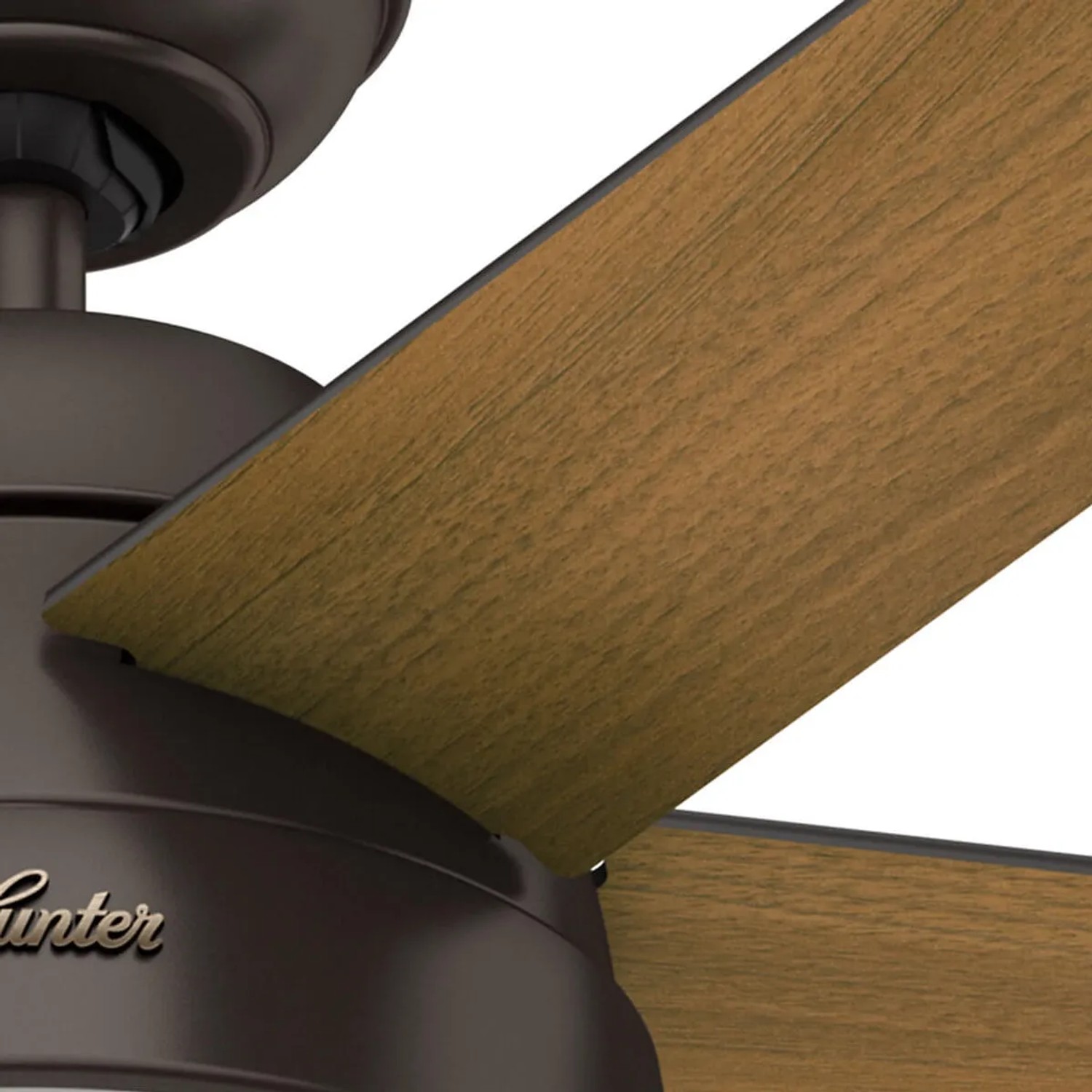 HUNTER Deckenventilator Stile Bronze mit Holzflügeln und Beleuchtung.